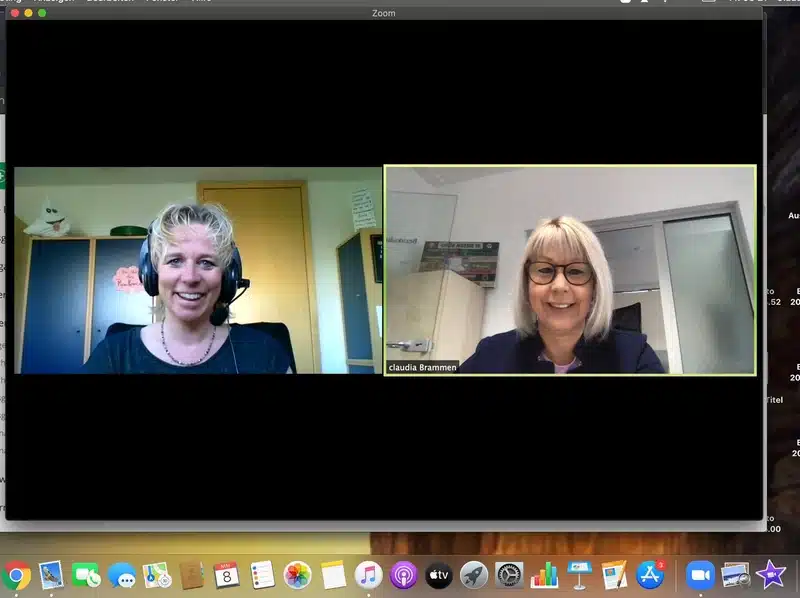 Petra Klaus im Zoomcall mit Claudia