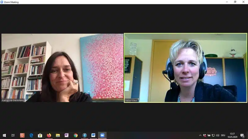 Petra Klaus im Zoomcall mit Katharina