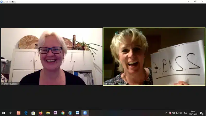 Petra Klaus im Zoomcall mit Magdalena